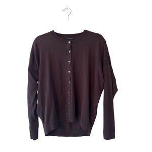 Club Monaco Womens Black Button-Front Cardigan L/G  Cotton Preppy Classic